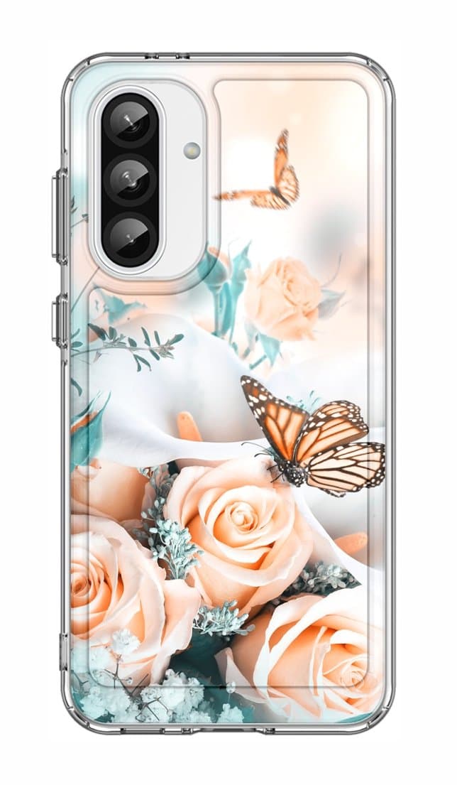 Kryt TopQ Image Samsung A56 pevný Růže s motýlem 138531
