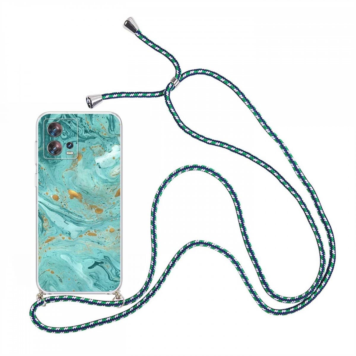 Kryt TopQ Motorola Edge 30 Fusion Marble zelený se šňůrkou 98552