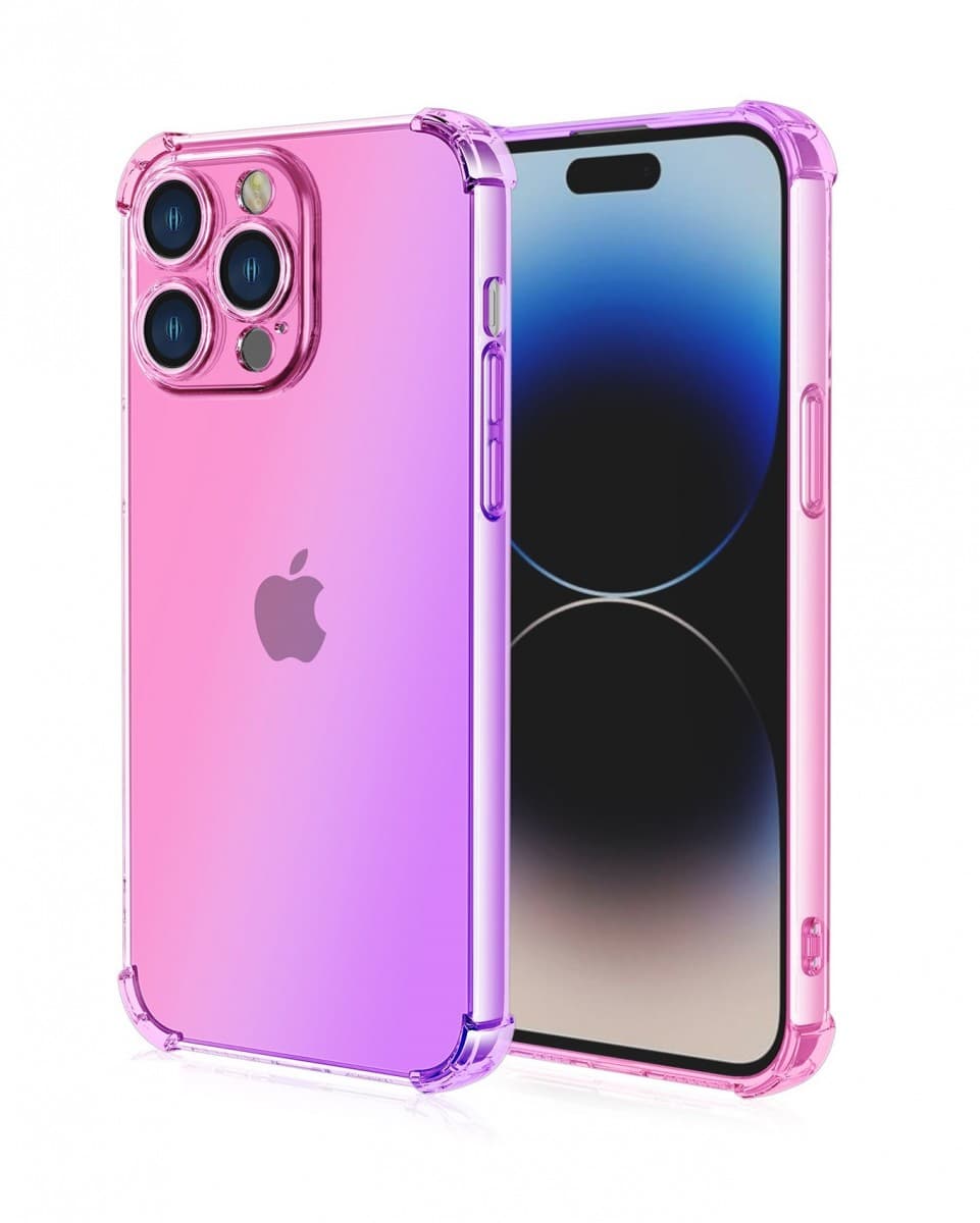 Kryt TopQ iPhone 15 Pro Shock duhový růžovo-fialový 99699