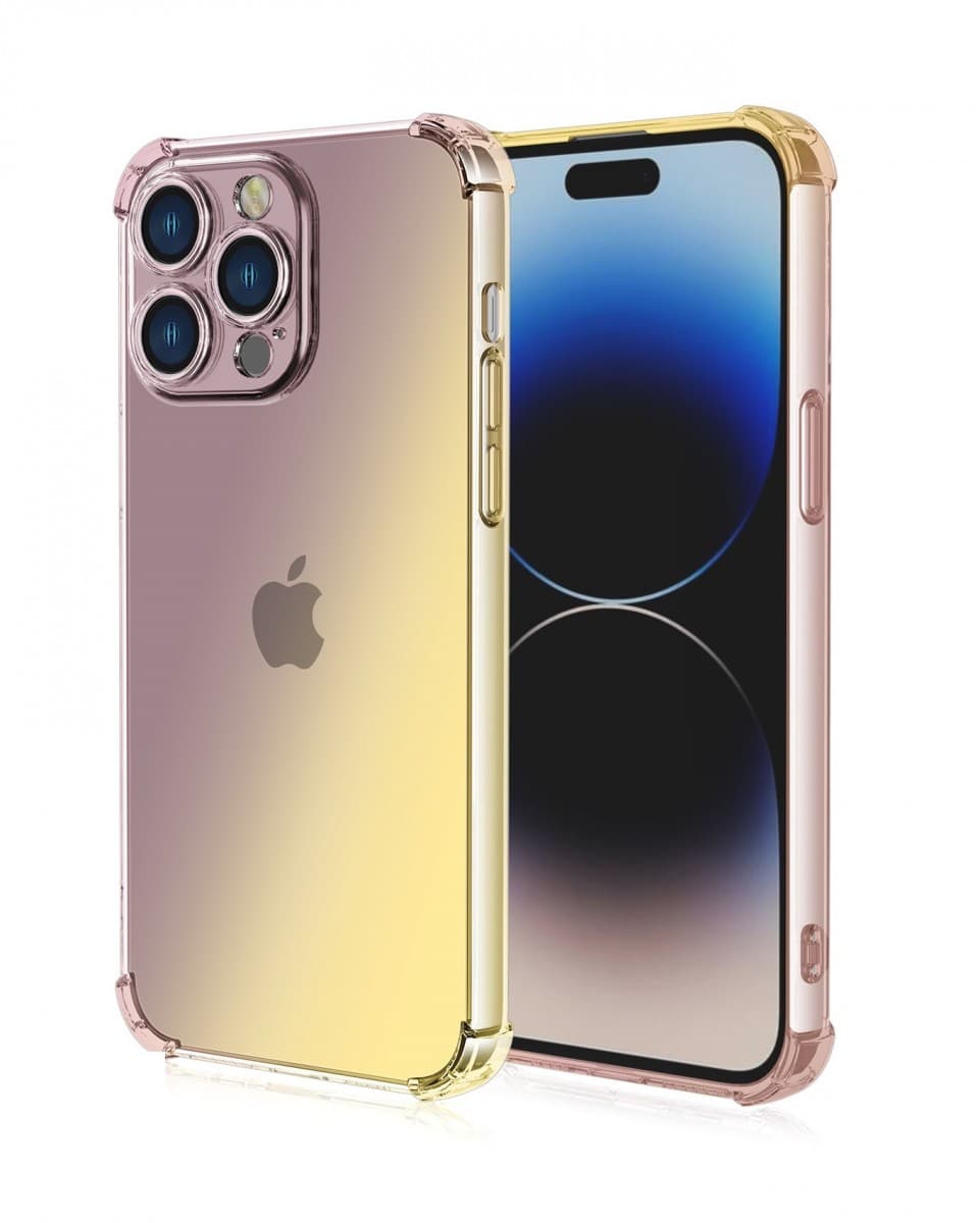 Kryt TopQ iPhone 15 Pro Shock duhový purpurovo-žlutý 99702