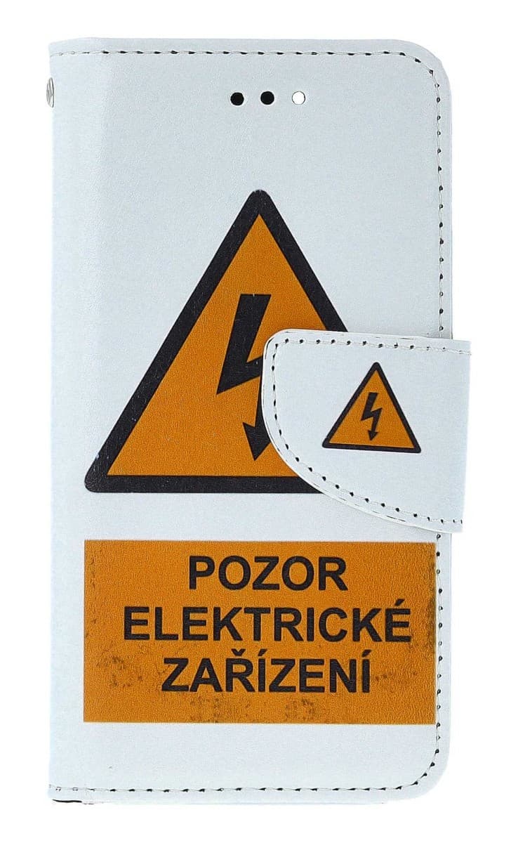 Pouzdro TopQ iPhone SE 2020 knížkové Pozor elektrické zařízení 49764 - náhled 1