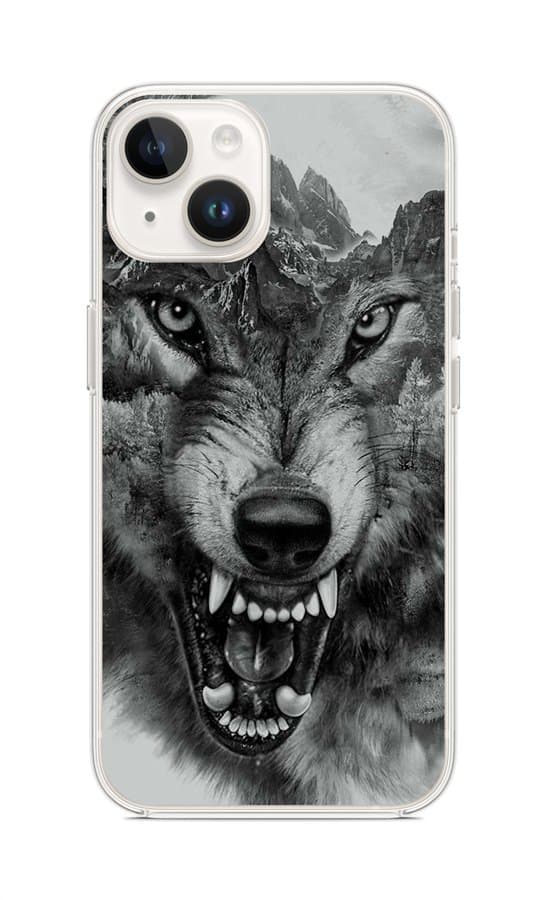 Kryt TopQ iPhone 14 Černobílý vlk 109816