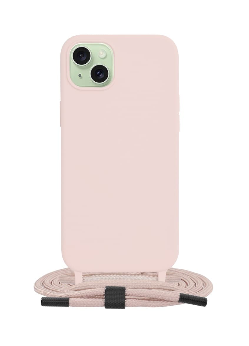 Kryt Techsuit iPhone 15 Plus pudrový se šňůrkou 109824 - náhled 1