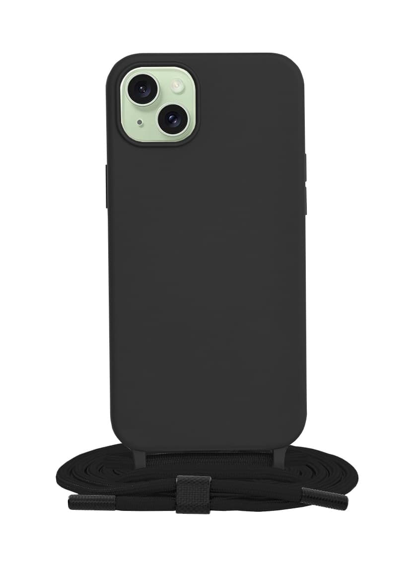 Kryt Techsuit iPhone 15 Plus černý se šňůrkou 109826