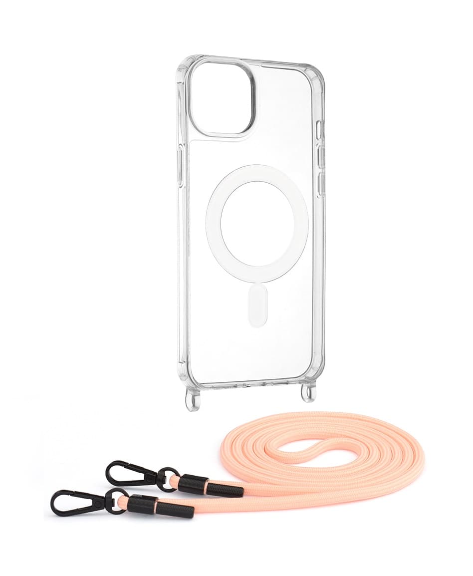 Kryt Techsuit Mag iPhone 15 Plus s růžovou šňurkou průhledný 109895 - náhled 1