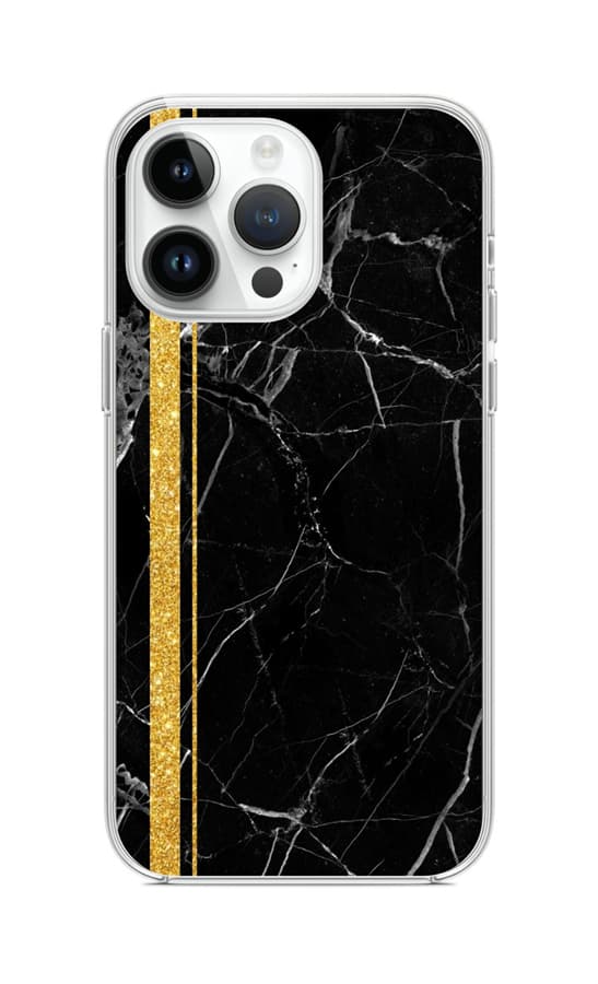 Kryt STYLE TopQ iPhone 15 Pro Max Mramor černo-zlatý 99920