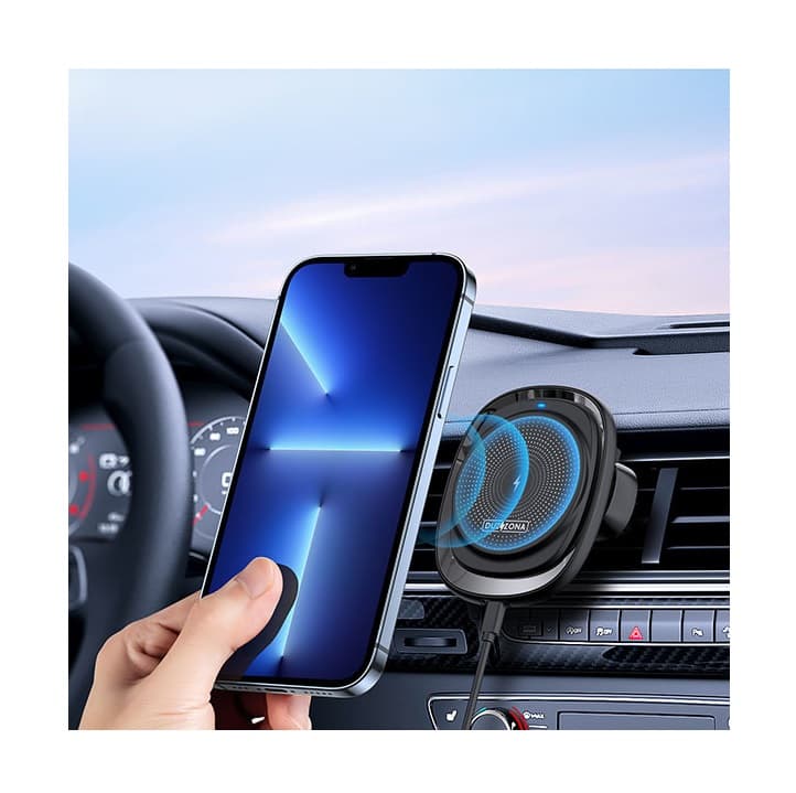 Magnetický držák na mobil do auta s funkcí bezdrátového nabíjení Dux Ducis Duzzona V1 15W černý 97855 - náhled 5