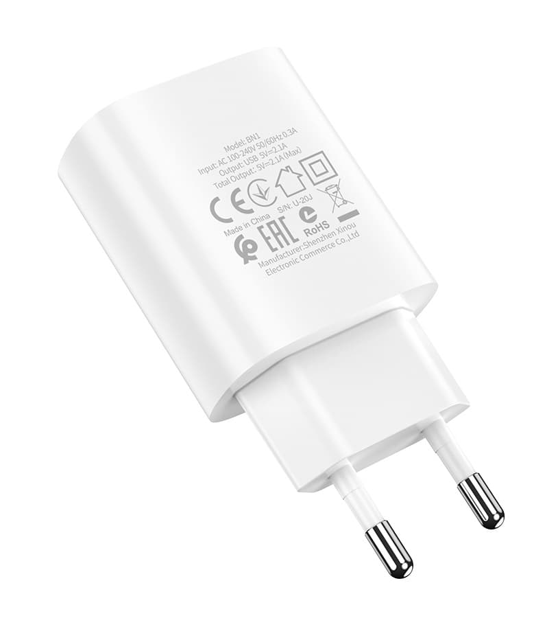 Nabíječka Borofone BN1 Innovative včetně USB-C datového kabelu 2.4A bílá 110478 - náhled 3