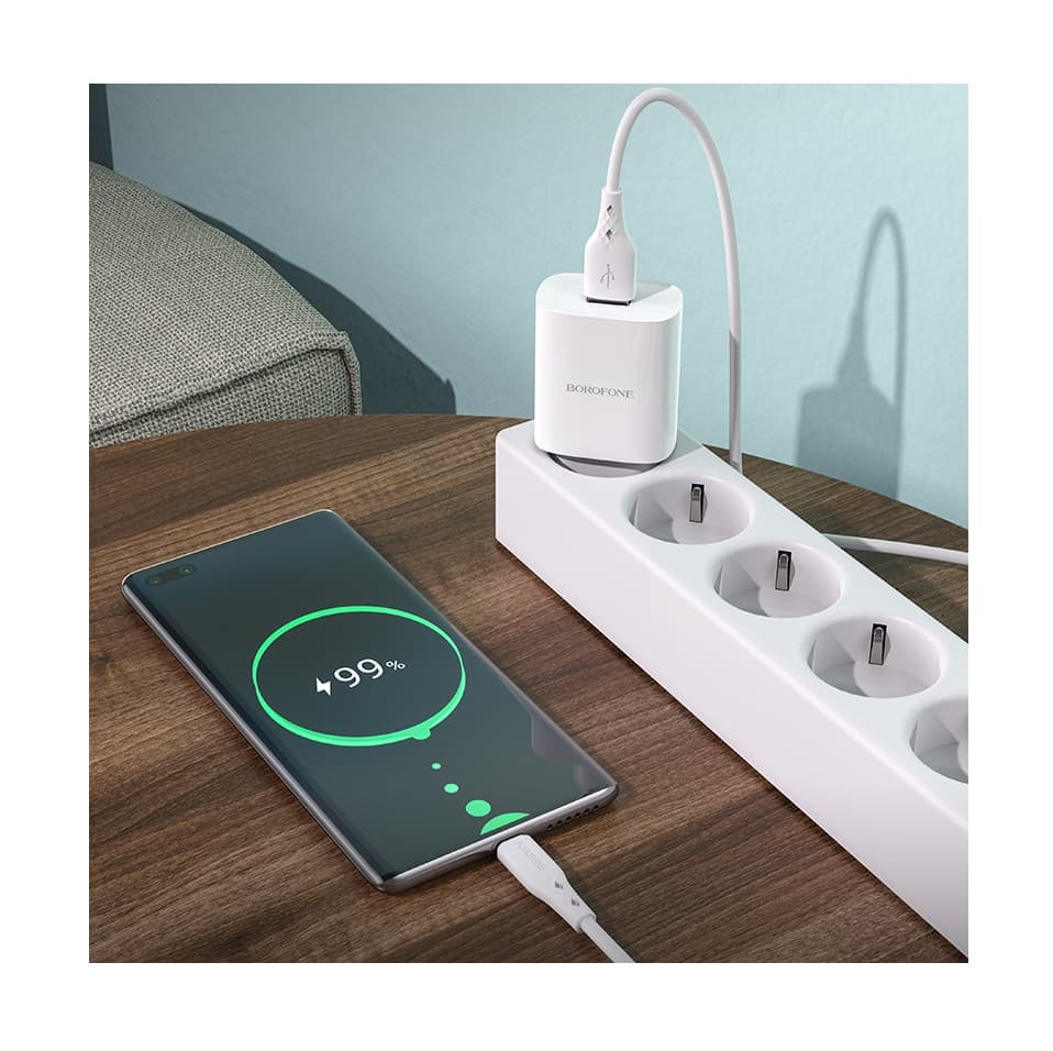 Nabíječka Borofone BN1 Innovative včetně USB-C datového kabelu 2.4A bílá 110478 - náhled 4