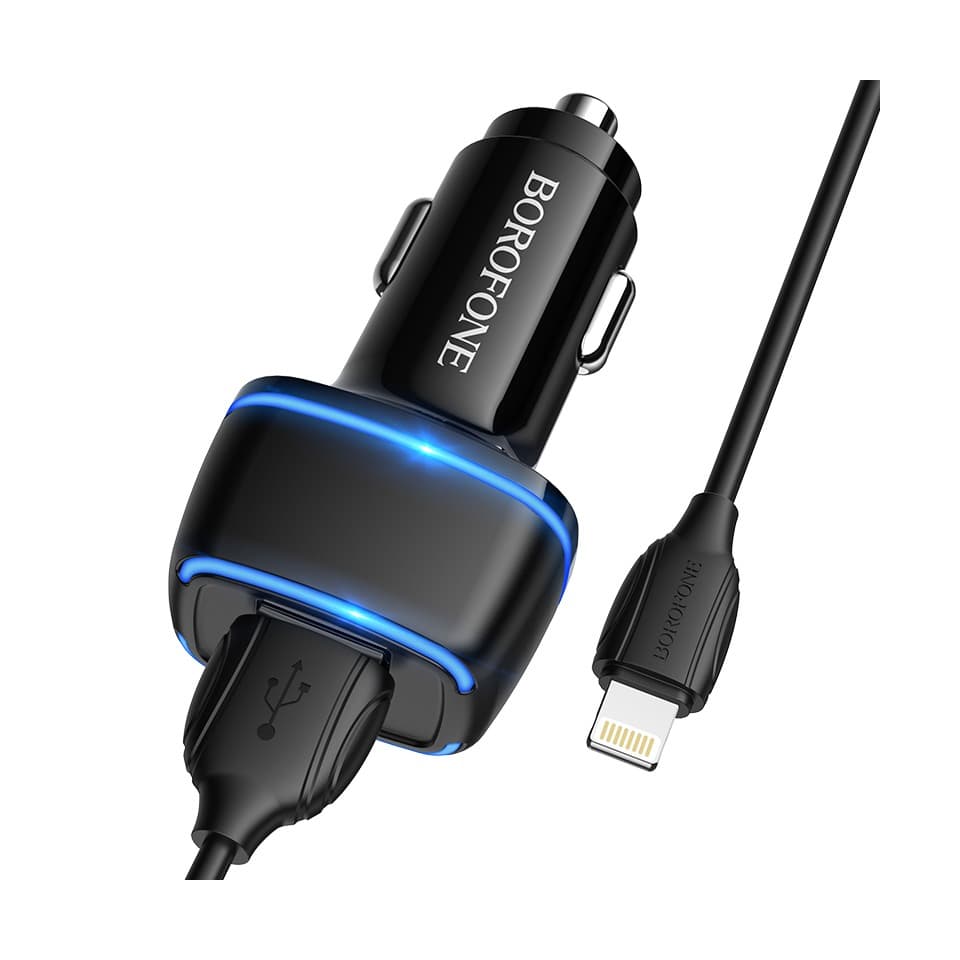 Nabíječka do auta Borofone BZ14 12W pro iPhone včetně datového kabelu Dual černá 75582 - náhled 2