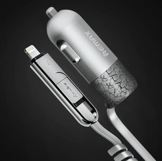 Nabíječka do auta REMAX RCC-103 2v1 vč. microUSB a Lightning datového kabelu 3.4A stříbrná - náhled 4