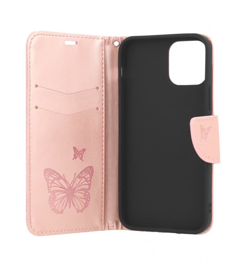 Pouzdro TopQ iPhone 12 mini knížkové Butterfly růžové světlé 62557 - náhled 3
