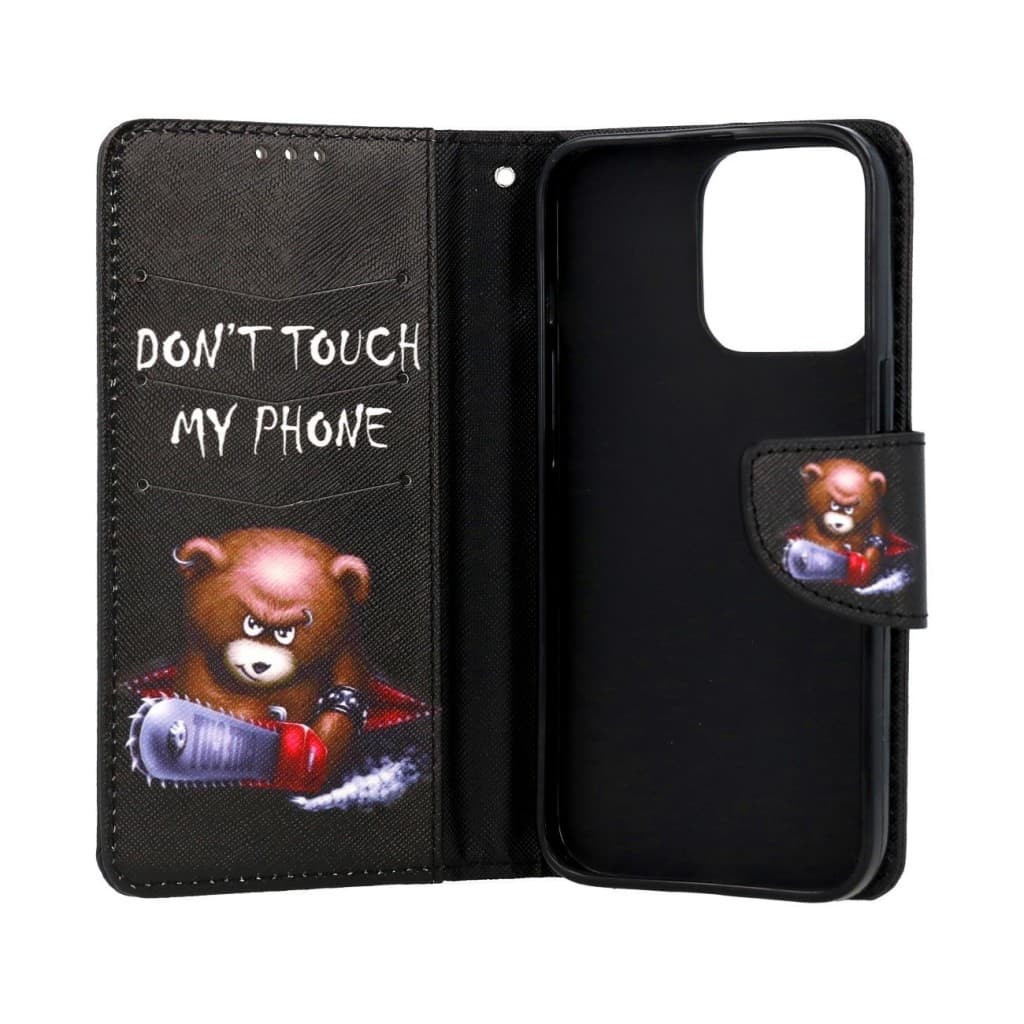 Pouzdro TopQ iPhone 13 Pro knížkové Don´t Touch méďa 66474 - náhled 3