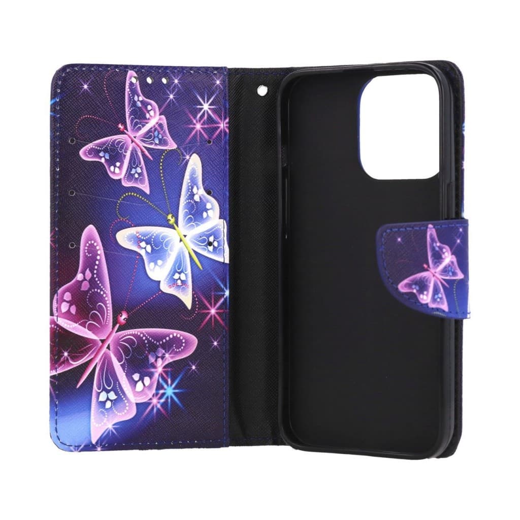 Pouzdro TopQ iPhone 13 Pro Max knížkové Modré s motýlky 66492 - náhled 3
