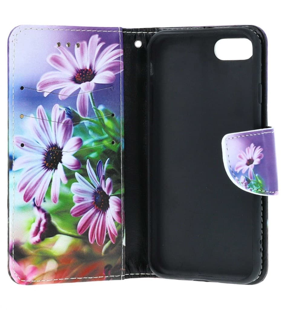 Pouzdro TopQ iPhone SE 2022 knížkové Fialové květy 74942 - náhled 3