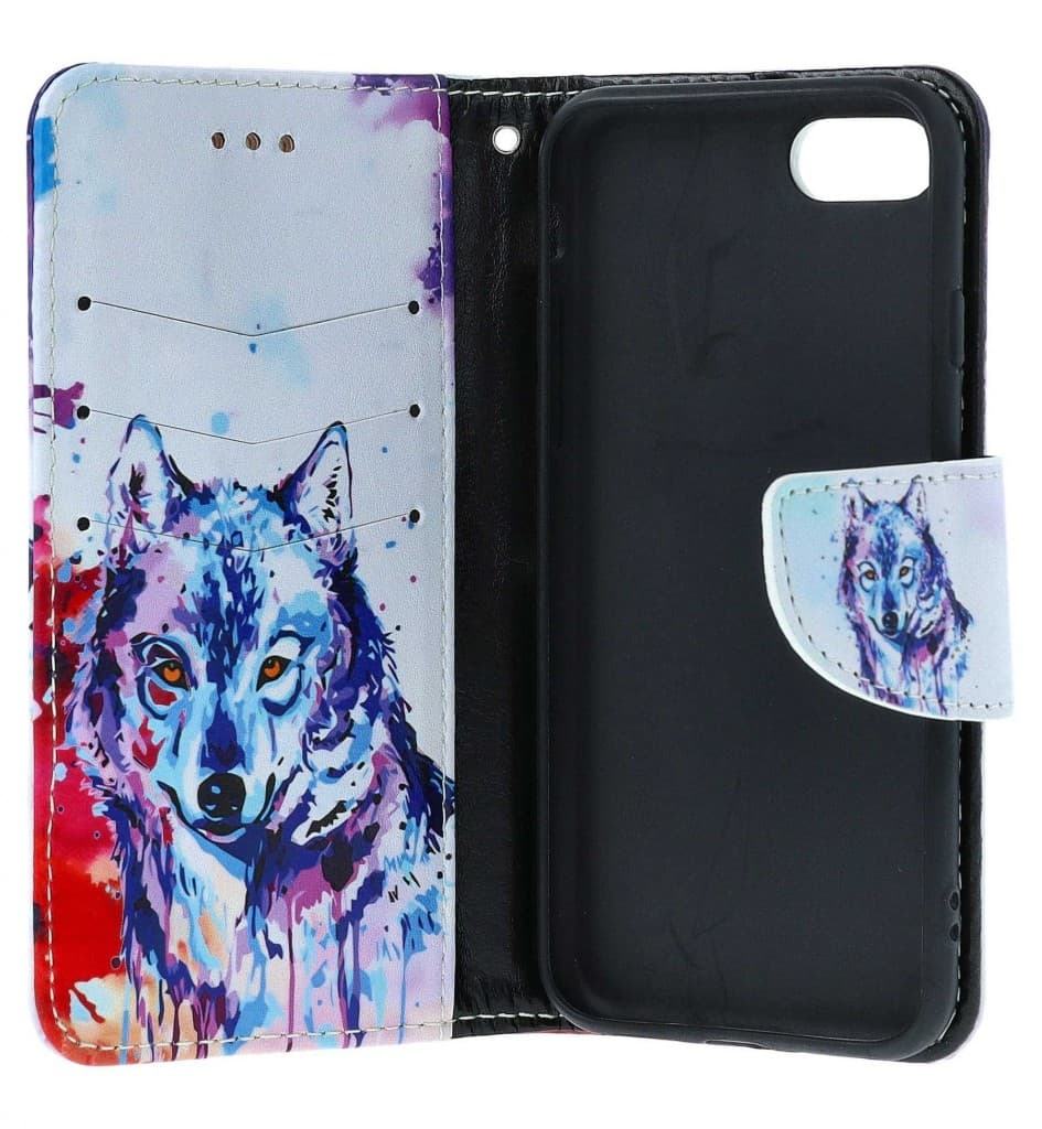 Pouzdro TopQ iPhone SE 2020 knížkové Kresba vlka 54692 - náhled 3