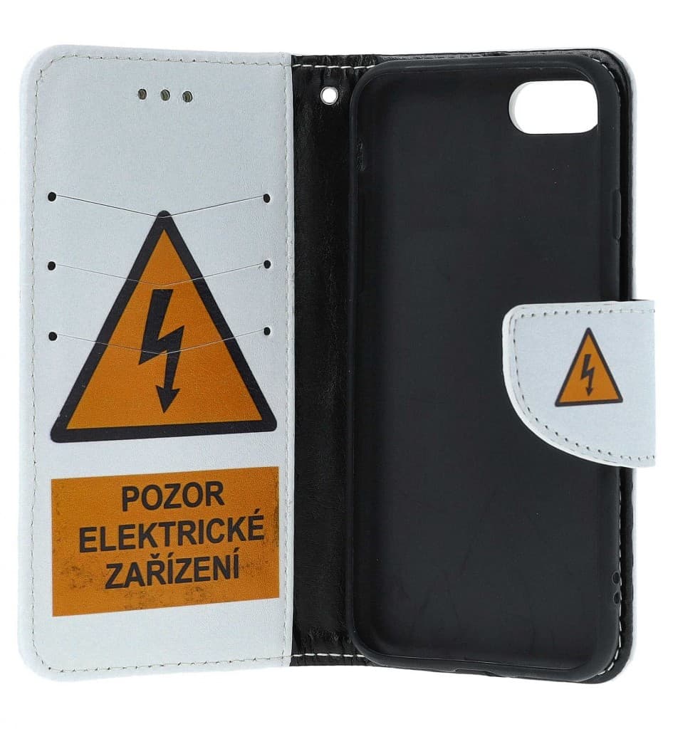 Pouzdro TopQ iPhone SE 2020 knížkové Pozor elektrické zařízení 49764 - náhled 3