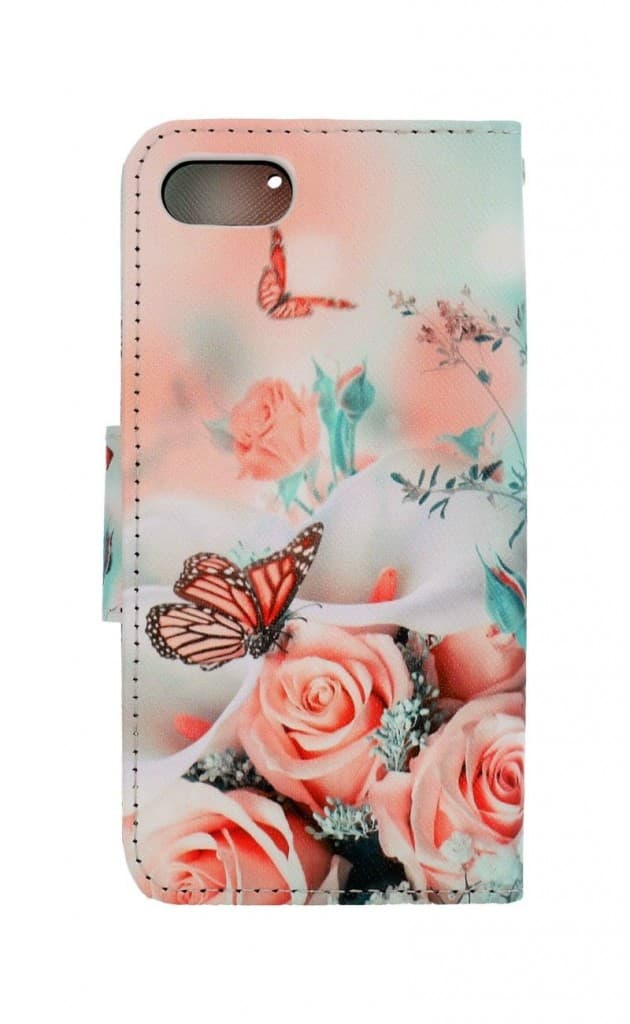Pouzdro TopQ iPhone SE 2020 knížkové Růže s motýlem 62576 - náhled 2
