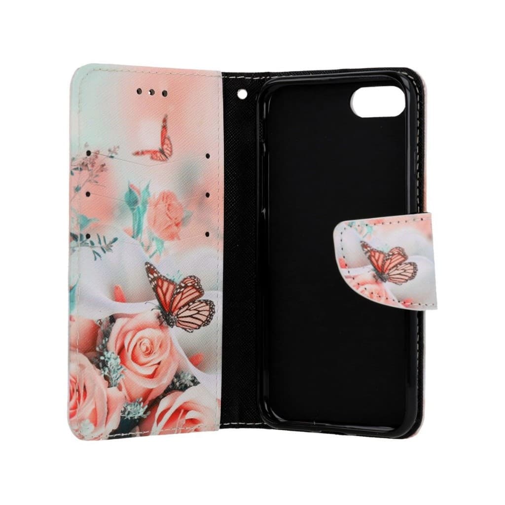 Pouzdro TopQ iPhone SE 2020 knížkové Růže s motýlem 62576 - náhled 3