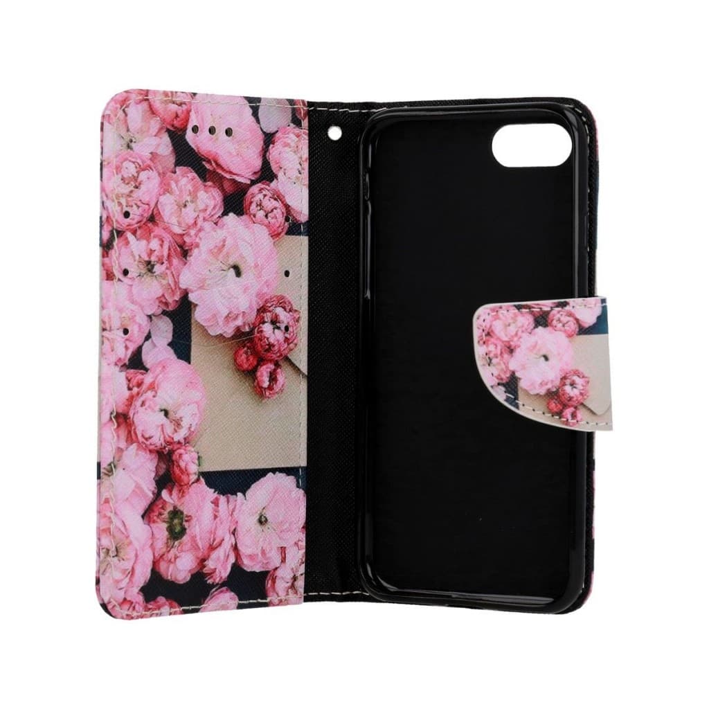 Pouzdro TopQ iPhone SE 2020 knížkové Růžové květy 62572 - náhled 3