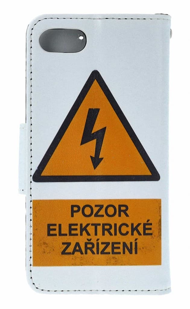 Pouzdro TopQ iPhone SE 2022 knížkové Pozor elektrické zařízení 74697 - náhled 2