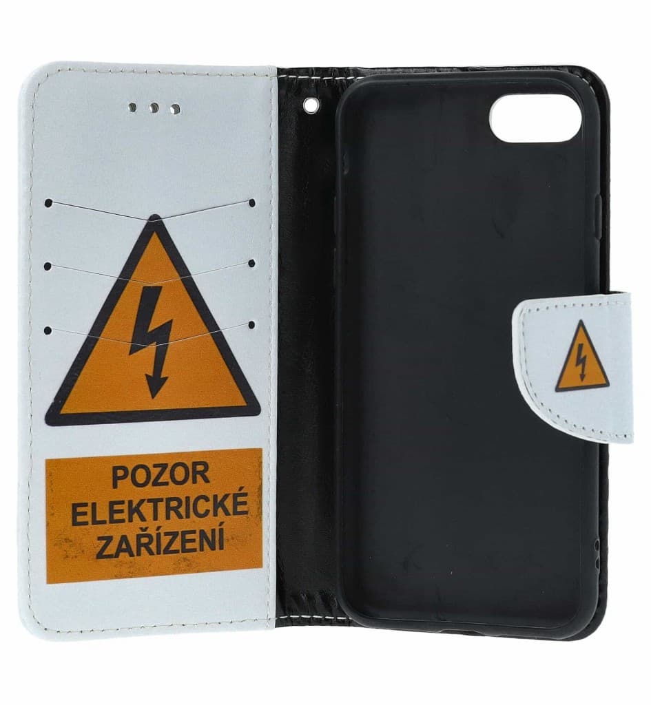 Pouzdro TopQ iPhone SE 2022 knížkové Pozor elektrické zařízení 74697 - náhled 3