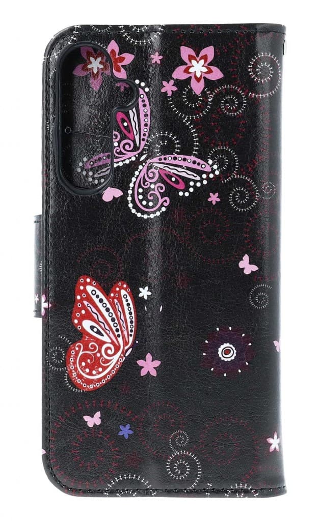 Pouzdro TopQ Design Samsung A55 knížkové Fialoví motýlci černý 134458 - náhled 2
