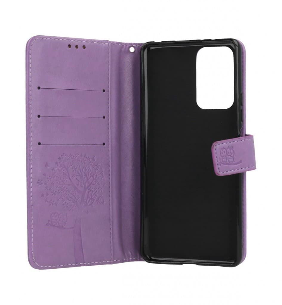 Pouzdro TopQ Xiaomi Poco M4 Pro 5G knížkové Světle fialový strom sovičky 70933 - náhled 3