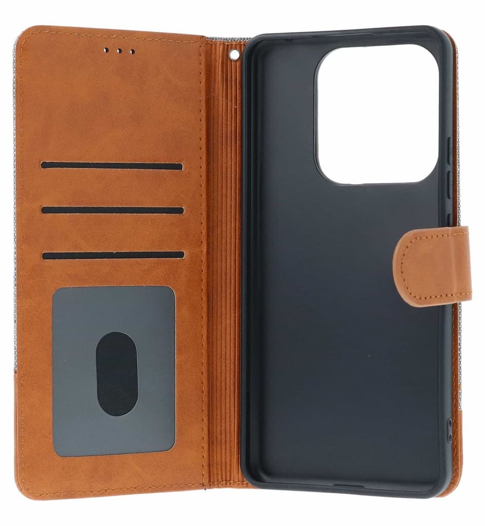 Pouzdro TopQ Jeans Xiaomi Redmi Note 14 5G knížkové šedé 136185 - náhled 3