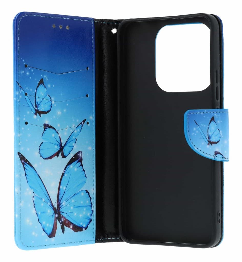 Pouzdro TopQ Xiaomi Redmi Note 14 knížkové Modří motýlci 138631 - náhled 3