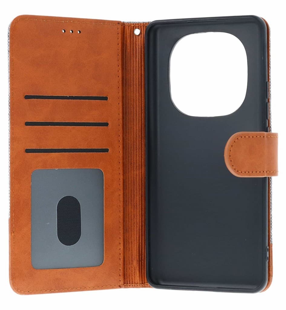 Pouzdro TopQ Jeans Xiaomi Redmi Note 14 Pro+ 5G knížkové šedé 136195 - náhled 3