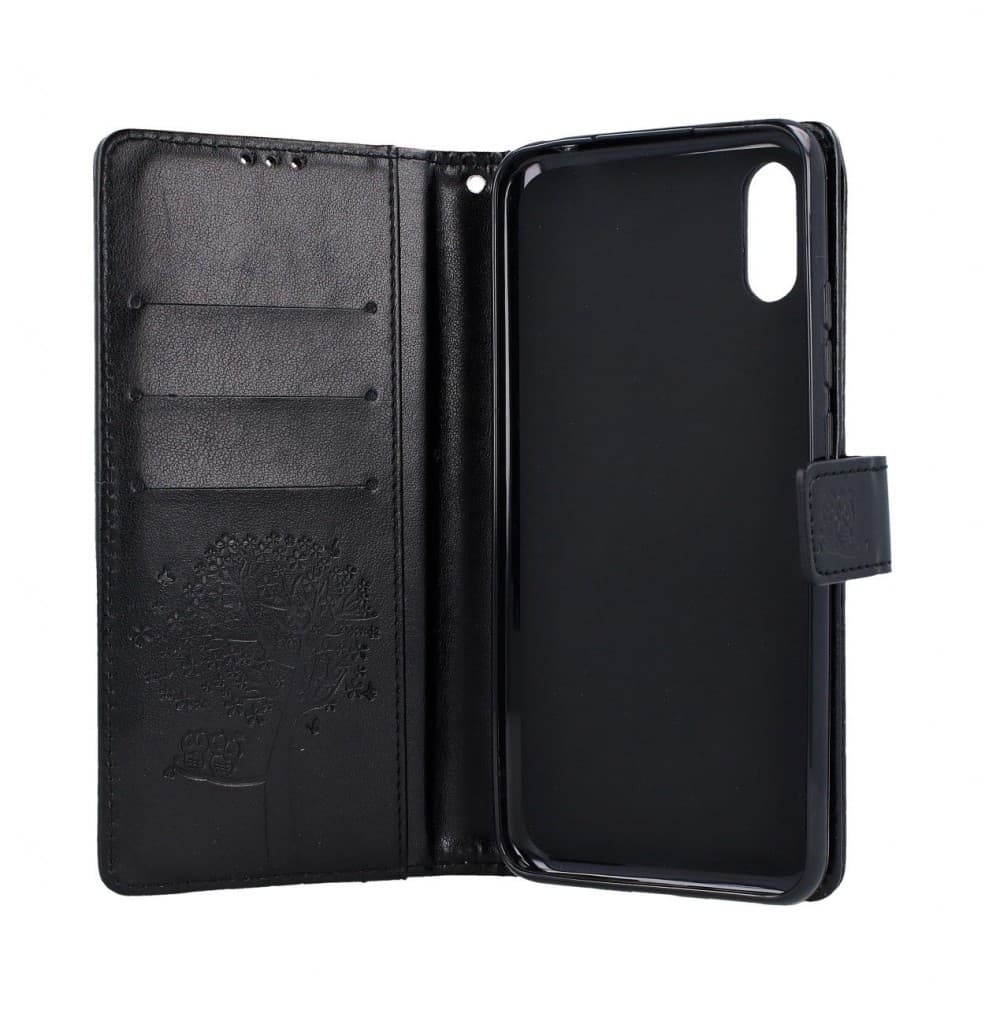 Kryt TopQ Xiaomi Redmi 9A knížkový Černý strom sovičky 51603 - náhled 3