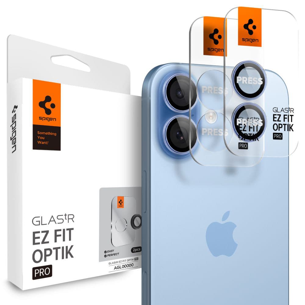 Spigen Optik.tR EZ Fit Pro sklo na kameru (2 ks) iPhone 17/16 Plus/16 modrá