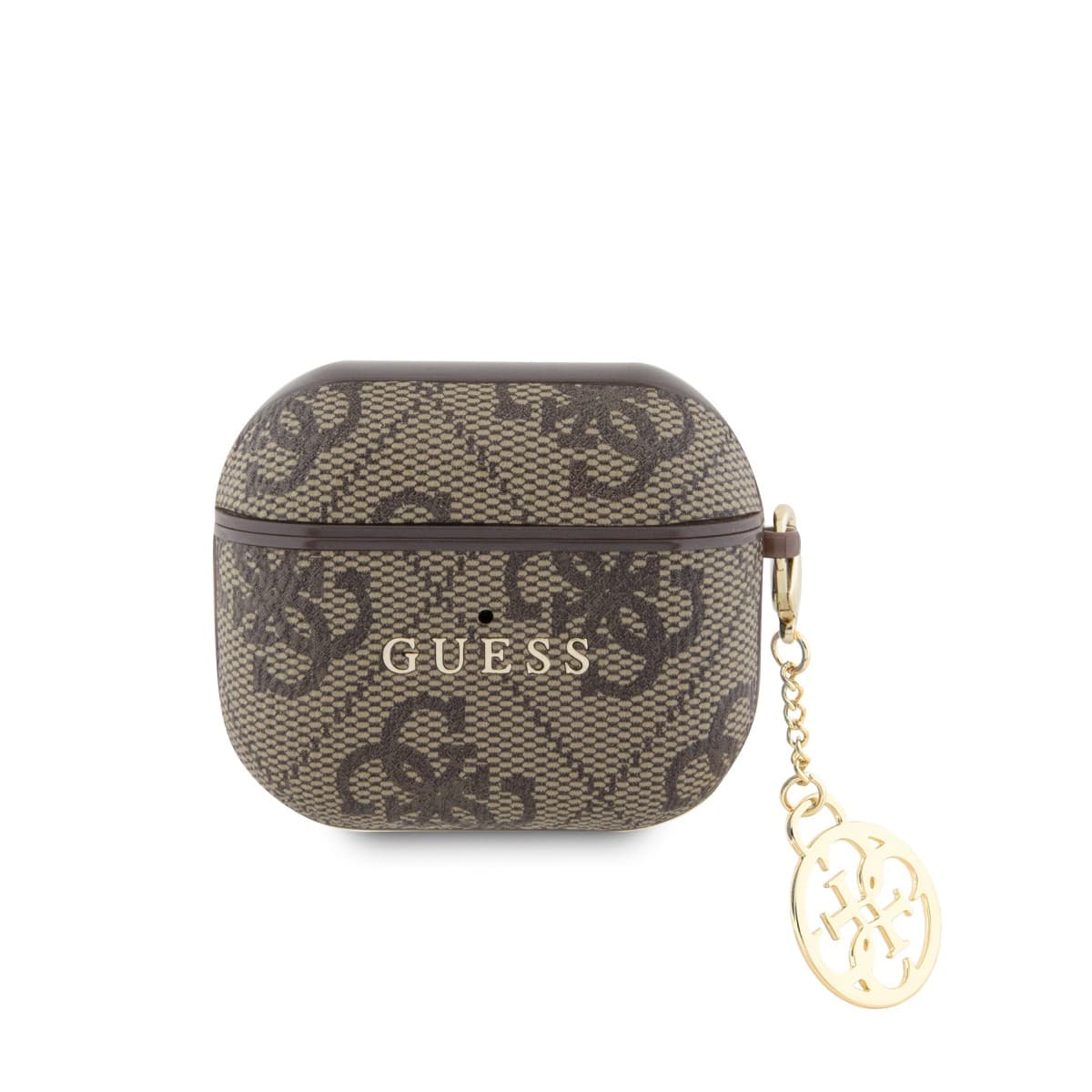 Pouzdro Guess 4G PU Charm pro AirPods 3 hnědé